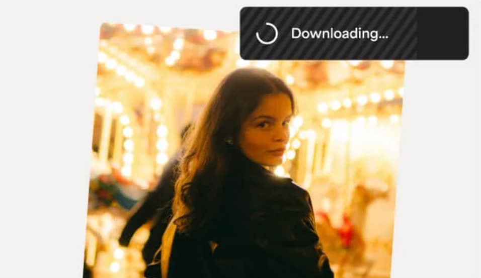 Upscaled portrait photo being downloaded