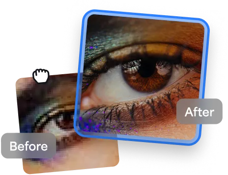 Eye — before and after AI upscaling
